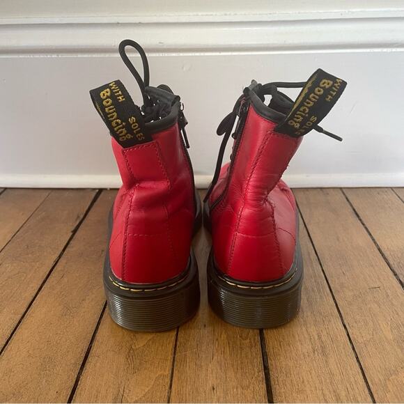 Dr Martens 1460 J Red Soft Leather Combat Boots US 2 - Picture 3 of 9